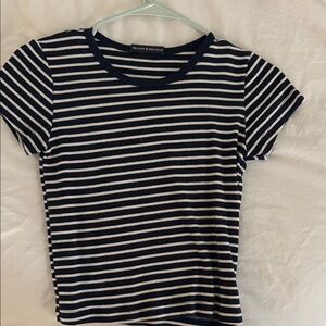 Brandy Melville Navy and White Striped Tee